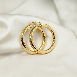 18K Gold Plated Tube Hoop Earrings